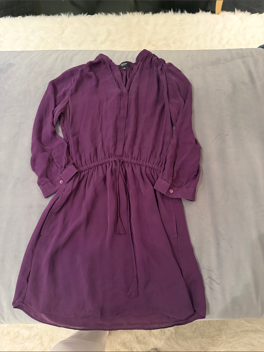 Babaton by Aritzia  Long Sleeve Drawstring Waist Dress Sz S